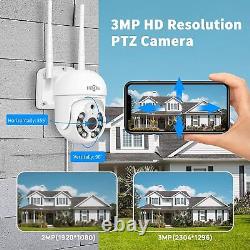 Hiseeu 1296P 8CH 2K 1TB NVR Security Camera System Wireless Outdoor Wifi PTZ Cam