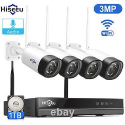 Hiseeu 8CH 2K NVR Outdoor CCTV WiFi Security Camera System Wireless With 1TB HDD
