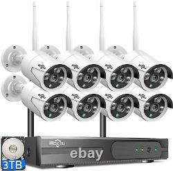 Hiseeu Wireless Outdoor Security Camera System 3MP 8CH NVR WIFI With Hard Drive