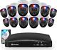 Home DVR Security Cam System with 2TB HDD, 16 Channel 12 Camera, 1080P Video, In