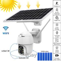 Home Security Camera Outdoor Solar Battery Powered Wireless WIFI Cam Pan Tilt