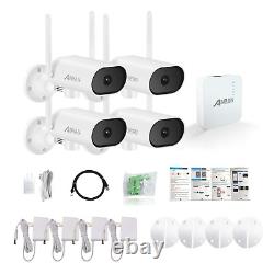 Home Security Camera System Wireless 3MP WIFI 4CH 64G Audio Pan Rotation White