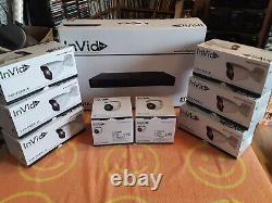 INVID TECH SECURITY CAMERA SET NVR RECORDER with 6 MINI BULLET CAMS/2 TURRET NEW