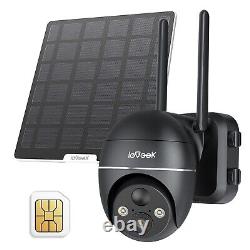 IeGeek Outdoor 4G LTE Solar Security Camera Home Wireless PTZ Battery CCTV Cam