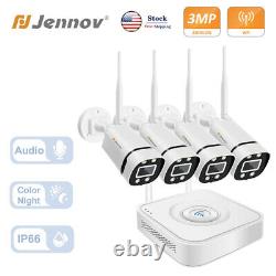 Jennov 3MP HD Wireless Security Camera System Outdoor WiFi 8CH NVR Audio IP Cam