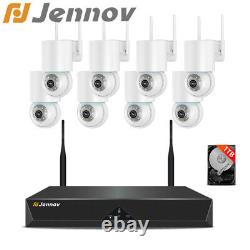 Jennov 5MP Wireless Security Camera System WiFi Color Night Vision 12'' 1TB NVR