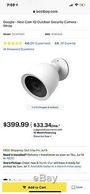 Nest Cam IQ Outdoor Security Camera Excellent Condition (White)
