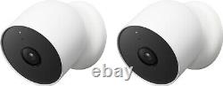 New Google Nest Cam White Indoor Outdoor Wireless Security Camera Battery 2-pack