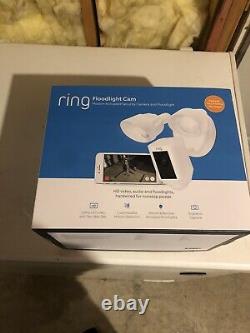 New Ring Floodlight Camera Motion-Activated HD Security Cam Two-Way Talk White