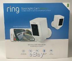 New Sealed Ring Spotlight Cam Battery outdoor security camera 2-Pack (White)