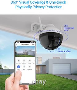 Outdoor Camera Pan Til Zoom, 360° Visual Coverage, 1080P WiFi Security Cam, IP65