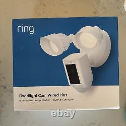 Ring Floodlight Cam Plus Outdoor Wired 1080p Surveillance Camera White
