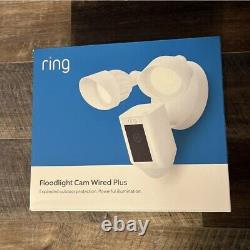 Ring Floodlight Cam Wired Plus 1080p Outdoor WiFi Camera Night Vision White