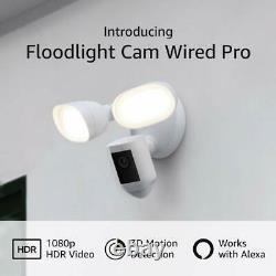 Ring Floodlight Cam Wired Pro 3D motion Bird's Eye View color night vision white