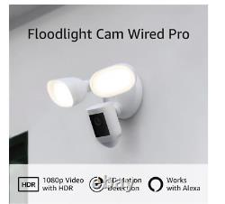 Ring Floodlight Cam Wired Pro Outdoor 1080p Security Camera in White New