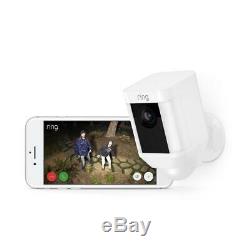 Ring Security Surveillance Camera Spotlight Cam Solar Wireless Battery HD White