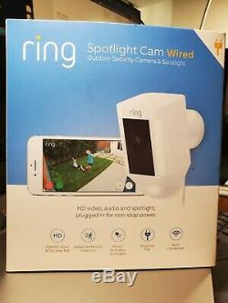 Ring Spotlight Cam 1080P Wired Outdoor Security Camera White D01FX NEW