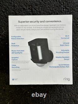 Ring Spotlight Cam Battery, Black, Outdoor Security Wireless Surveillance Camera