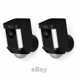 Ring Spotlight Cam Battery Outdoor Security Camera Black Pack of 2 BRAND NEW