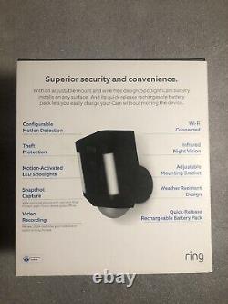 Ring Spotlight Cam Battery Security Camera Model 8X81X7 Black- New Sealed