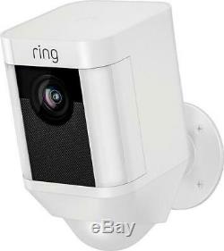 Ring Spotlight Cam Battery with Solar Power Panel (2 Pack, White) Durable Outdoor