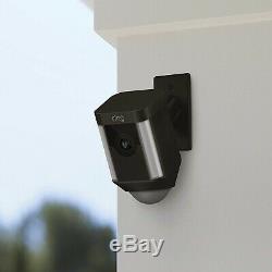 Ring Spotlight Cam Mount Outdoor HD Smart Security Camera in Black