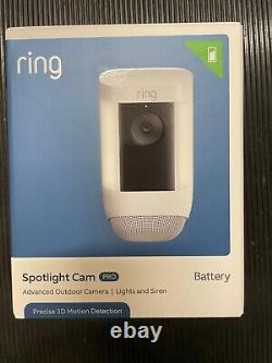 Ring Spotlight Cam Pro Battery Outdoor Camera, Lights & Siren, White