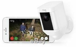 Ring Spotlight Cam Solar Outdoor Security Wi-Fi Surveillance Camera White 2-pack