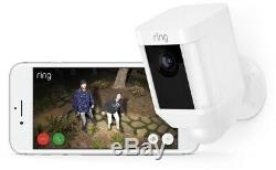 Ring Spotlight Cam Solar Outdoor Security Wireless Surveillance Camera White NEW