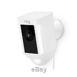 Ring Spotlight Cam Wired Outdoor Rectangle Security Camera, White