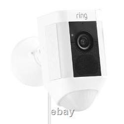 Ring Spotlight Cam Wired Outdoor Rectangle Security Camera, White (2-Pack)