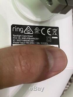 Ring Spotlight Cam Wired Outdoor Security Camera White Used WiFi Wireless Light