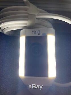 Ring Spotlight Cam Wired Outdoor Security Camera White Used WiFi Wireless Light