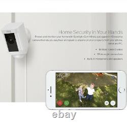 Ring Spotlight Cam Wired Outdoor Security Camera White WiFi WIRED Light Alexa