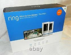 Ring Stick Up Cam Battery HD Security Camera with 2-Way Talk (2-Pack) White NEW