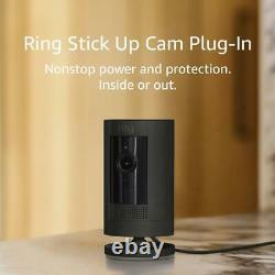Ring Stick Up Cam Plug-In Black indoor outdoor night vision home security camera