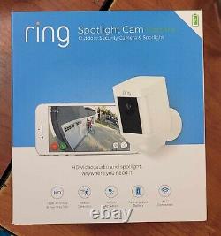 Ring White Spotlight Cam Outdoor Battery Powered Security Camera