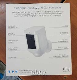 Ring White Spotlight Cam Outdoor Battery Powered Security Camera