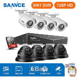 SANNCE 5IN1 8CH DVR 1080P HDMI Outdoor IR Night CCTV Security Camera System US