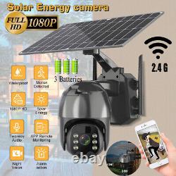 Security Camera Outdoor Solar Battery Powered Wireless Wifi Cam Pan Tilt Home