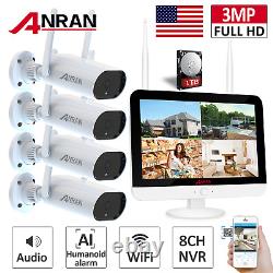 Security Camera System Wireless Home Outdoor 3MP 8CH 12 Monitor 1TB 2Way Audio