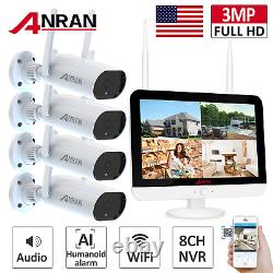 Security Camera System Wireless Home Outdoor 3MP Audio 8CH 12 With Monitor 1TB