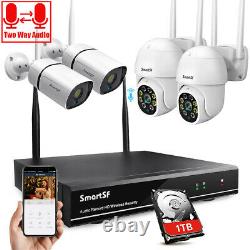 SmartSF HD 3MP Wireless outdoor Security Camera System 8CH WIFI NVR with 1TB HDD