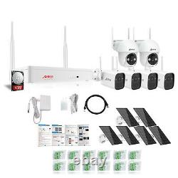 Solar Panel Security Camera Outdoor Battery Powered System WIFI CCTV 1TB 8CH Kit