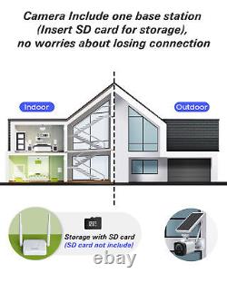 Solar Power Home Security Camera System 2MP Wireless 2-Way Audio 4CH WIFI IP Cam