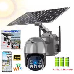 Solar Powered Wireless Security Camera Outdoor Pan Tilt WiFi Home Smart PTZ Cam