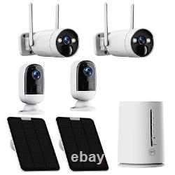 Solar Powered Wireless Security Camera System Outdoor AI PIR Human Detection