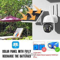 Solar Security Camera Outdoor Battery Powered Wireless Wifi Cam Pan Tilt Home US
