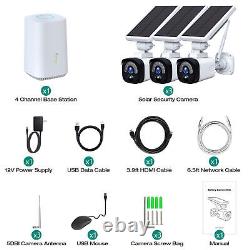 Solar Security Cameras Wireless 4MP 2K Wi-Fi Battery Powered Spotlight Home Cam