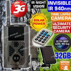 Trail Camera 3G GSM MMS Hunting 1080P HD Security Solar Alarm Cam